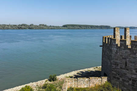 Ruins of Smederevo Fortress at the coast of the Danube River - in town of Smederevo, Serbiaのeditorial素材