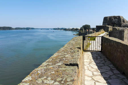 Ruins of Smederevo Fortress at the coast of the Danube River - in town of Smederevo, Serbiaのeditorial素材