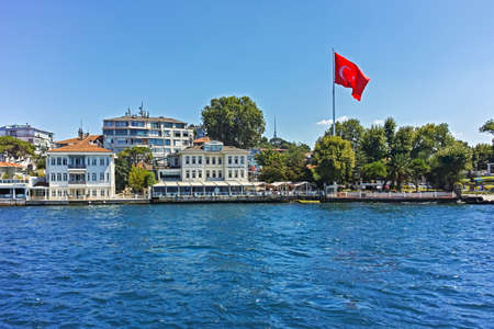 ISTANBUL, TURKEY - JULY 26, 2019: Panorama from Bosporus to city of Istanbul, Turkeyのeditorial素材