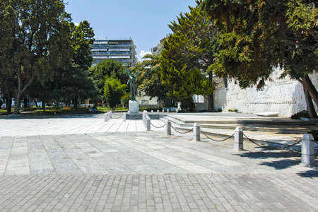 KAVALA, GREECE - JUNE 22, 2019: Typical street and houses at the center of city of Kavala, East Macedonia and Thrace, Greeceのeditorial素材