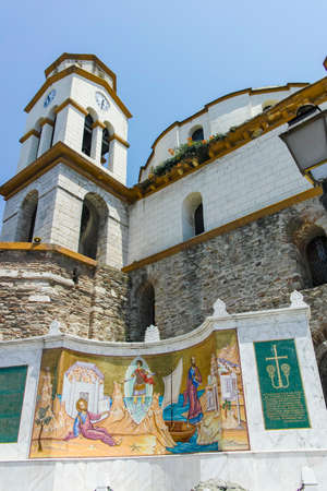 KAVALA, GREECE - JUNE 22, 2019: Church of Agios Nikolaos in old town of Kavala, East Macedonia and Thrace, Greeceのeditorial素材