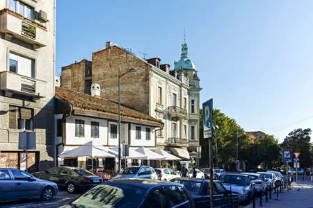 BELGRADE, SERBIA - AUGUST 12, 2019: Typical Building and Street  in the center of city of Belgrade,...