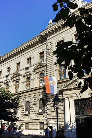 BELGRADE, SERBIA - AUGUST 12, 2019: Typical Building and Street  in the center of city of Belgrade, Serbiaのeditorial素材