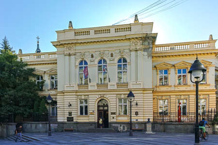 BELGRADE, SERBIA - AUGUST 12, 2019: Typical Building and Street  in the center of city of Belgrade, Serbiaのeditorial素材
