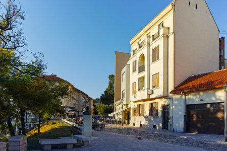 BELGRADE, SERBIA - AUGUST 12, 2019: Typical street and building at Old Town (Stari Grad) in city of Belgrade, Serbiaのeditorial素材