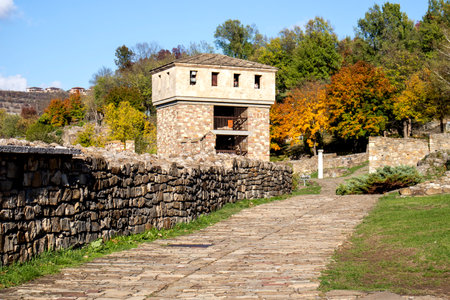 Ruins of The capital city of the Second Bulgarian Empire medieval stronghold Tsarevets, Veliko Tarnovo, Bulgariaの写真素材