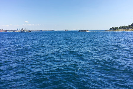 ISTANBUL, TURKEY - JULY 26, 2019: Panorama from Bosporus and Golden Horn in city of Istanbul, Turkeyのeditorial素材