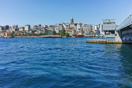 ISTANBUL, TURKEY - JULY 26, 2019: Panorama from Bosporus and Golden Horn in city of Istanbul, Turkeyのeditorial素材
