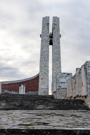 Monument Of The Three Generations near town of Perushtitsa, Plovdiv region, Bulgariaの写真素材