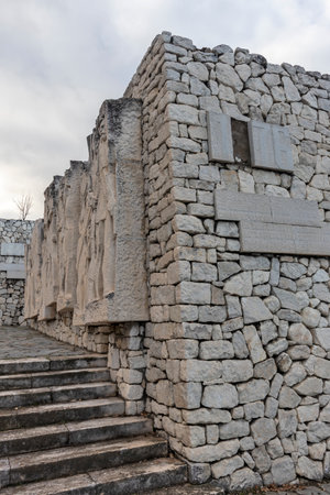 Monument Of The Three Generations near town of Perushtitsa, Plovdiv region, Bulgariaの写真素材