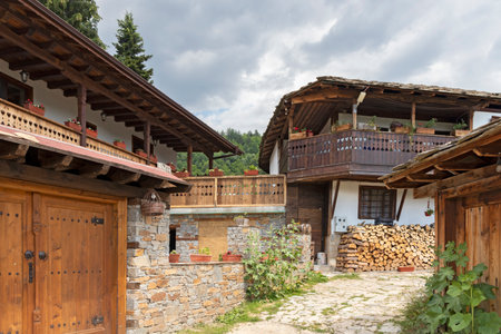 KOVACHEVITSA, BULGARIA - JUNE 30, 2020: Village of Kovachevitsa with Authentic nineteenth century houses, Blagoevgrad Region, Bulgariaのeditorial素材