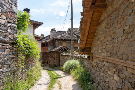 KOVACHEVITSA, BULGARIA - JUNE 30, 2020: Village of Kovachevitsa with Authentic nineteenth century houses, Blagoevgrad Region, Bulgariaのeditorial素材