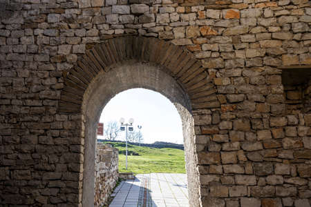 Ruins of medieval fortress in town of Lovech, Bulgariaの写真素材