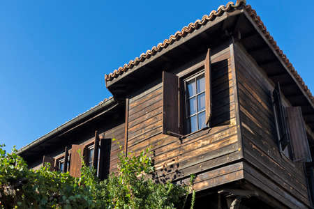 SOZOPOL, BULGARIA - SEPTEMBER 1, 2020: Old houses at old town of Sozopol, Burgas Region, Bulgariaのeditorial素材