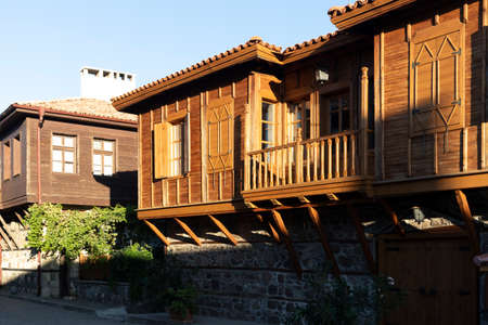 SOZOPOL, BULGARIA - SEPTEMBER 1, 2020: Old houses at old town of Sozopol, Burgas Region, Bulgariaのeditorial素材
