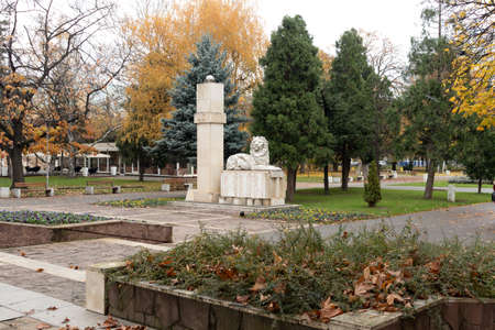 MONTANA, BULGARIA - NOVEMBER 22, 2020: Typical building and street at the center of town of Montana, Bulgariaのeditorial素材