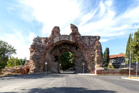 The South gate know as The Camels at roman fortifications in ancient city of Diocletianopolis, town of Hisarya, Plovdiv Region, Bulgariaの写真素材