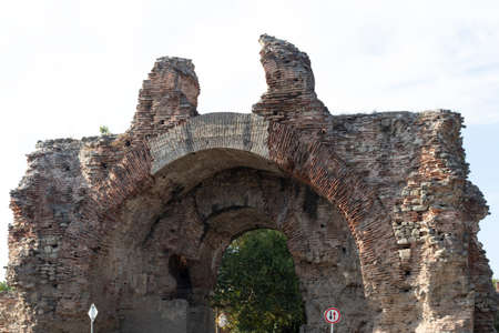The South gate know as The Camels at roman fortifications in ancient city of Diocletianopolis, town of Hisarya, Plovdiv Region, Bulgariaの写真素材