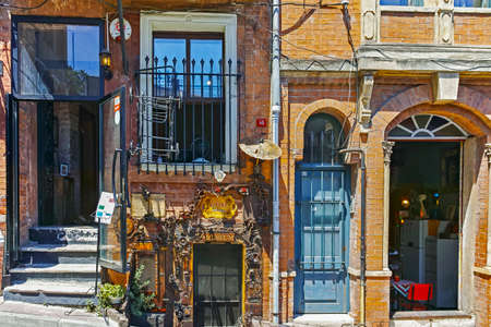 ISTANBUL, TURKEY - JULY 27, 2019: Typical street and building in Balat district in city of Istanbul, Turkeyのeditorial素材