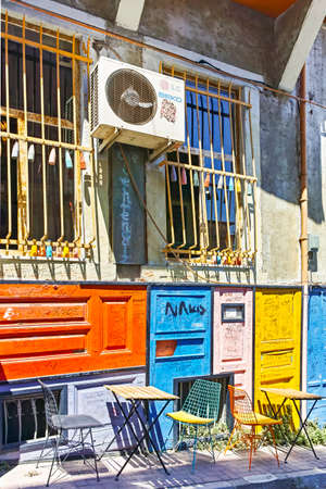 ISTANBUL, TURKEY - JULY 27, 2019: Typical street and building in Balat district in city of Istanbul, Turkeyのeditorial素材