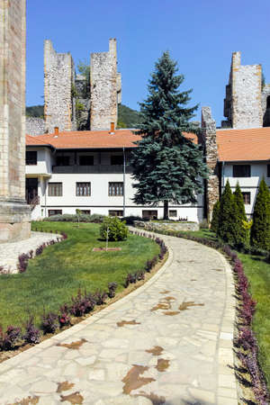 DESPOTOVAC, SERBIA - AUGUST 11, 2019: Medieval buildings at Manasija monastery, Sumadija and Western Serbiaのeditorial素材