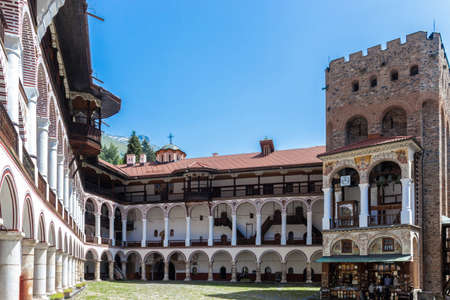 RILA MONASTERY, BULGARIA - JUNE 24, 2021: Inside view of Monastery of Saint Ivan (John) of Rila...