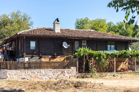 BRASHLYAN, BULGARIA - AUGUST 30, 2020: Nineteenth century Houses in the historic village of Brashlyan, Burgas Region, Bulgariaのeditorial素材