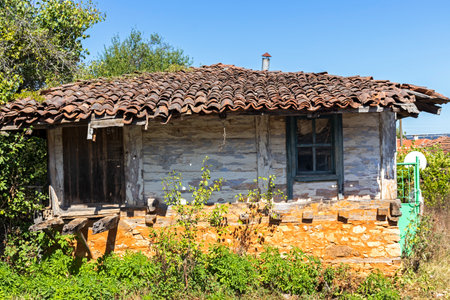 BRASHLYAN, BULGARIA - AUGUST 30, 2020: Nineteenth century Houses in the historic village of Brashlyan, Burgas Region, Bulgariaのeditorial素材