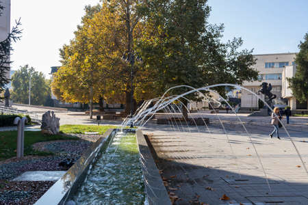 LOVECH, BULGARIA - NOVEMBER 8, 2020: Autumn panorama of center of town of Lovech, Bulgaria