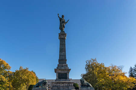 RUSE, BULGARIA -NOVEMBER 2, 2020: Monument of Freedom at the center of city of Ruse, Bulgaria