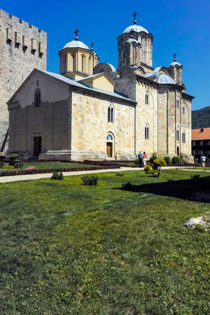 DESPOTOVAC, SERBIA - AUGUST 11, 2019: Medieval buildings at Manasija monastery, Sumadija and Western Serbiaのeditorial素材