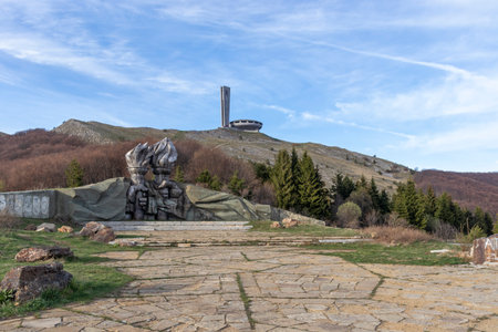 BUZLUDZHA, BULGARIA - MAY 3, 2021:  Abandoned Memorial House of Bulgarian Communist Party at Buzludzha Peak, Stara Zagora region, Bulgariaのeditorial素材