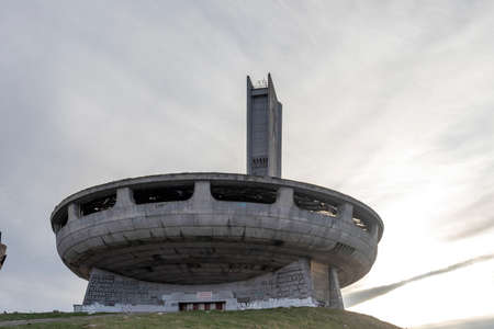 BUZLUDZHA, BULGARIA - MAY 3, 2021:  Abandoned Memorial House of Bulgarian Communist Party at Buzludzha Peak, Stara Zagora region, Bulgariaのeditorial素材