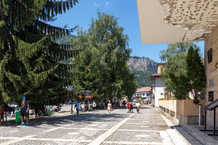 TETEVEN, BULGARIA - JULY 7, 2021: Typical street and building in town of Teteven at Balkan Mountains, Lovech region, Bulgariaのeditorial素材