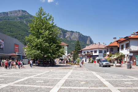 TETEVEN, BULGARIA - JULY 7, 2021: Typical street and building in town of Teteven at Balkan Mountains, Lovech region, Bulgariaのeditorial素材