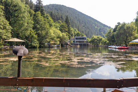 VELINGRAD, BULGARIA - JUNE 29, 2021: Kleptuza lake at famous spa resort town of Velingrad, Pazardzhik region, Bulgariaのeditorial素材