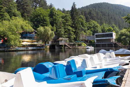 VELINGRAD, BULGARIA - JUNE 29, 2021: Kleptuza lake at famous spa resort town of Velingrad, Pazardzhik region, Bulgariaのeditorial素材