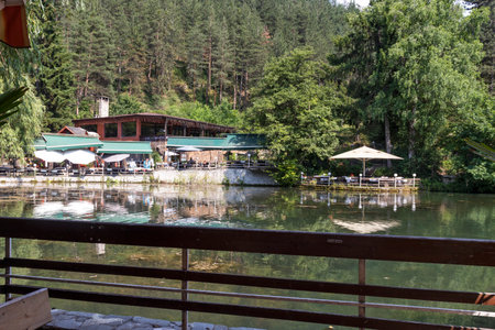 VELINGRAD, BULGARIA - JUNE 29, 2021: Kleptuza lake at famous spa resort town of Velingrad, Pazardzhik region, Bulgariaのeditorial素材