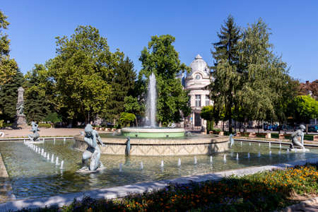 RUSE, BULGARIA -AUGUST 15, 2021: Kniaz Alexander Battenberg Square at the center of city of Ruse, Bulgariaのeditorial素材