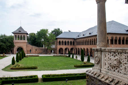 BUCHAREST, ROMANIA - AUGUST 18, 2021: Summer view of Mogosoaia Palace near city of Bucharest,...