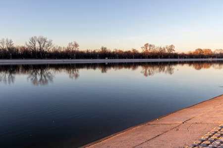 PLOVDIV, BULGARIA - JANUARY 2, 2022: Amazing Sunset view of Rowing Venue in city of Plovdiv, Bulgariaのeditorial素材