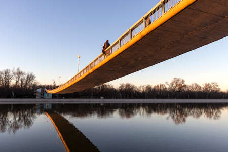 PLOVDIV, BULGARIA - JANUARY 2, 2022: Amazing Sunset view of Rowing Venue in city of Plovdiv, Bulgariaのeditorial素材
