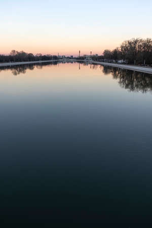 PLOVDIV, BULGARIA - JANUARY 2, 2022: Amazing Sunset view of Rowing Venue in city of Plovdiv, Bulgariaのeditorial素材