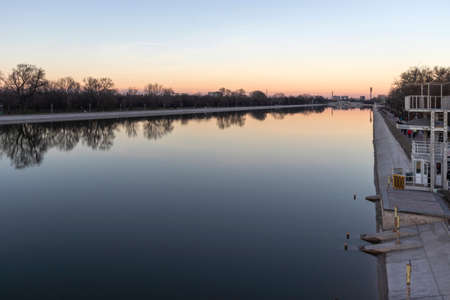 PLOVDIV, BULGARIA - JANUARY 2, 2022: Amazing Sunset view of Rowing Venue in city of Plovdiv, Bulgariaのeditorial素材