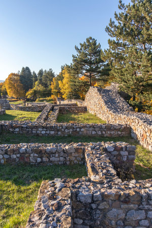 Ruins of medieval fortificated city of Krakra near town of Pernik from period of First Bulgarian Empire, Bulgariaのeditorial素材