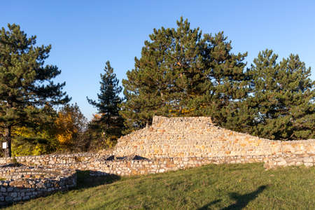 Ruins of medieval fortificated city of Krakra near town of Pernik from period of First Bulgarian Empire, Bulgariaのeditorial素材