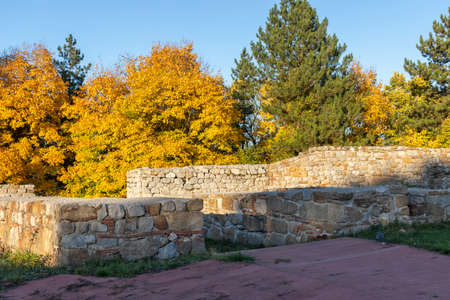 Ruins of medieval fortificated city of Krakra near town of Pernik from period of First Bulgarian Empire, Bulgariaのeditorial素材