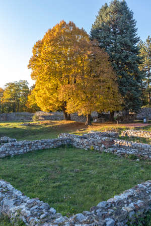 Ruins of medieval fortificated city of Krakra near town of Pernik from period of First Bulgarian Empire, Bulgariaのeditorial素材