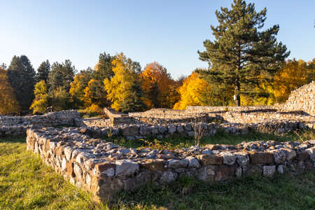 Ruins of medieval fortificated city of Krakra near town of Pernik from period of First Bulgarian Empire, Bulgariaのeditorial素材