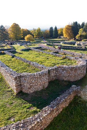 Ruins of medieval fortificated city of Krakra near town of Pernik from period of First Bulgarian Empire, Bulgariaのeditorial素材